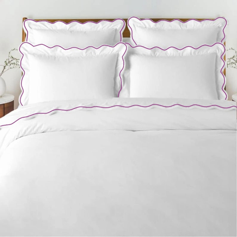 Waves Cotton Sateen Embroidered Edge Duvet Cover Set-Bed Sheet-DECOROLALA