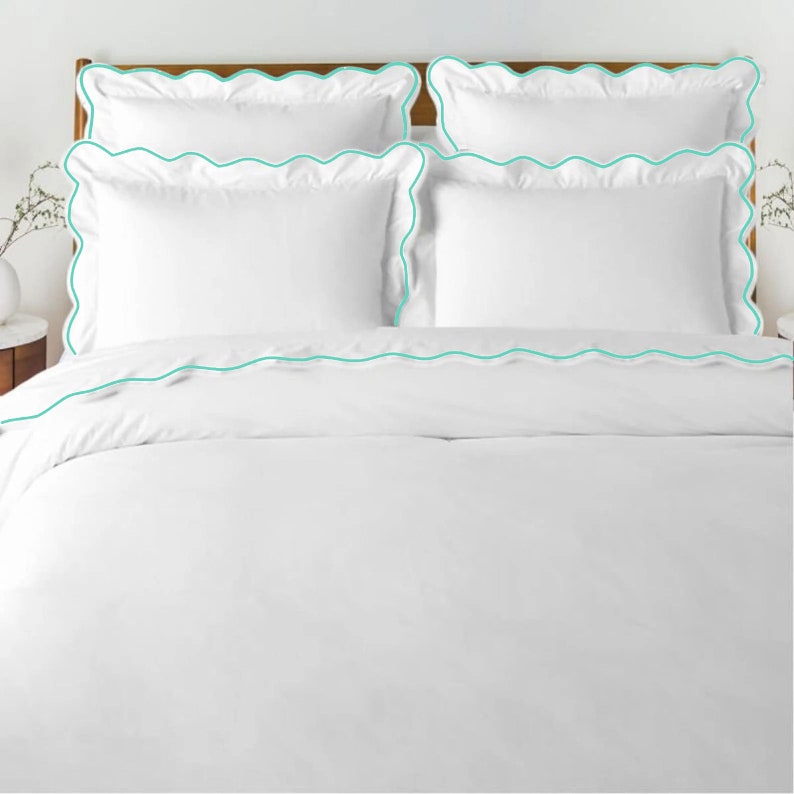 Waves Cotton Sateen Embroidered Edge Duvet Cover Set-Bed Sheet-DECOROLALA