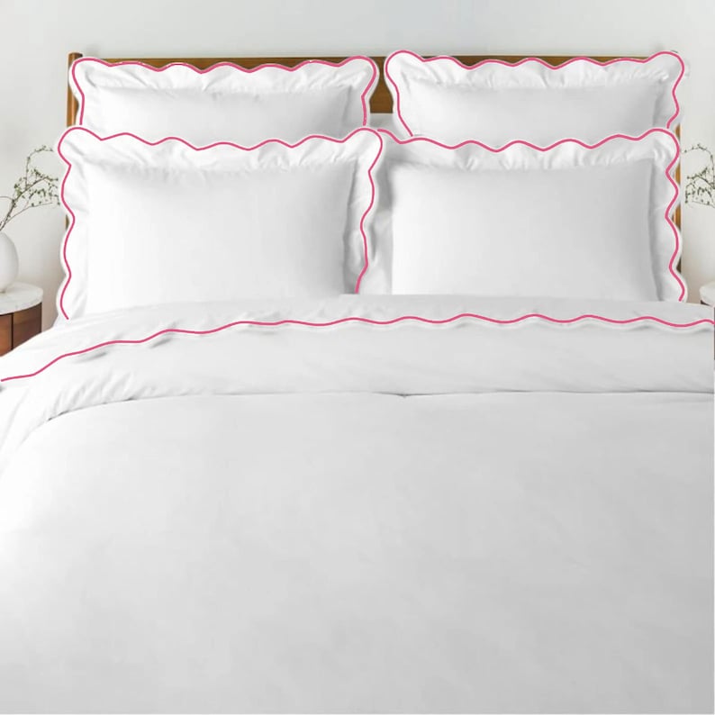 Waves Cotton Sateen Embroidered Edge Duvet Cover Set-Bed Sheet-DECOROLALA