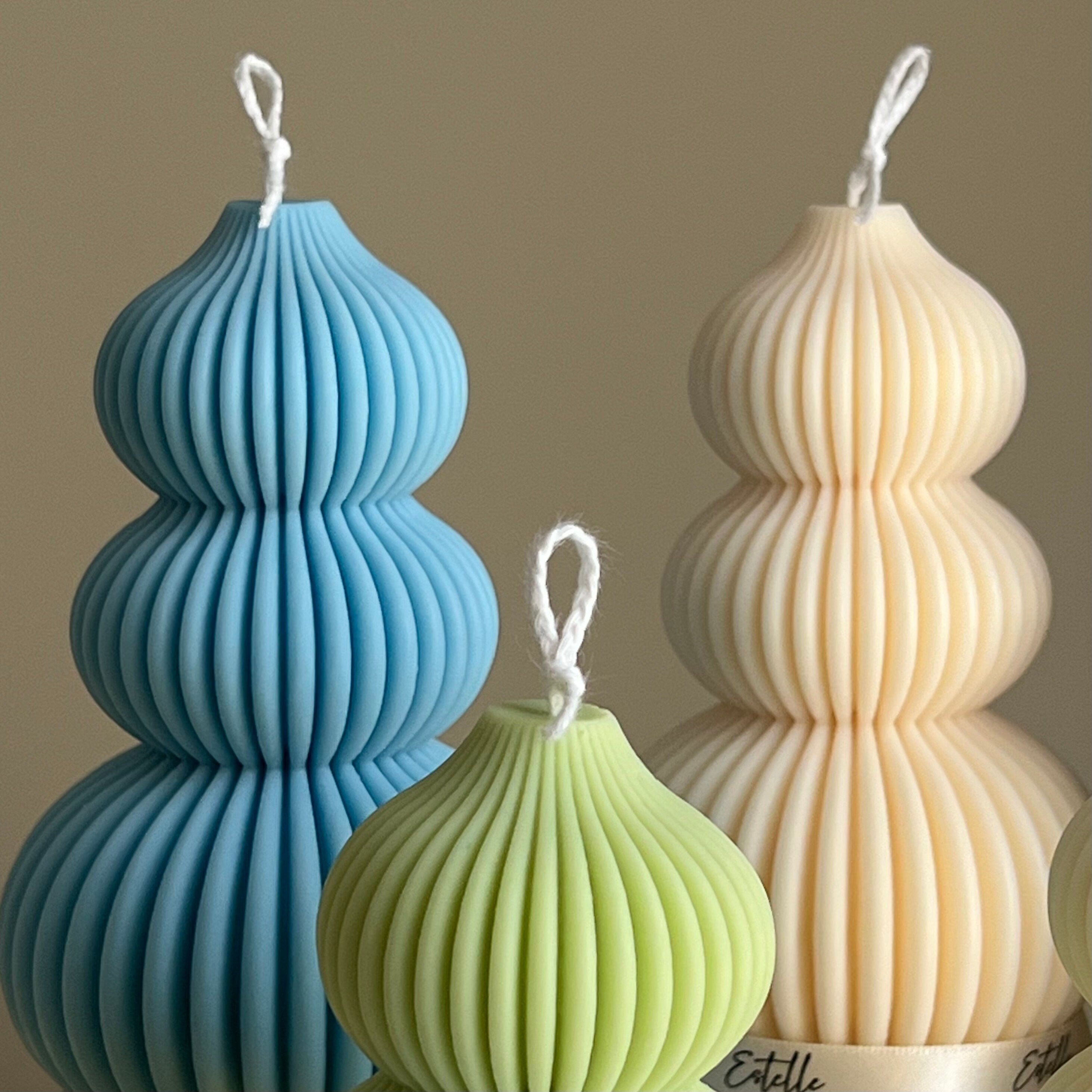 Wavy Ribbed Christmas Tree Candle-Candle-DECOROLALA