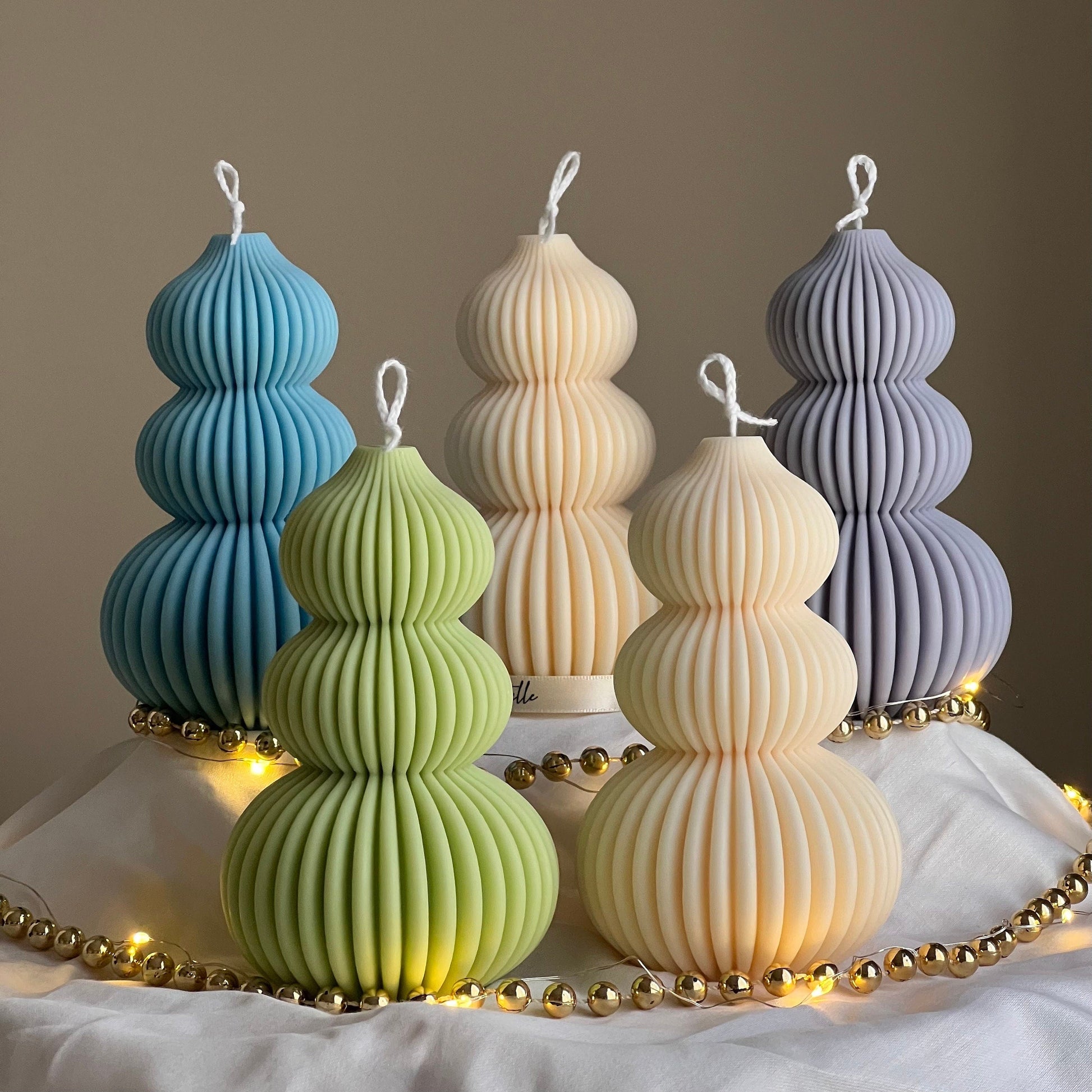 Wavy Ribbed Christmas Tree Candle-Candle-DECOROLALA