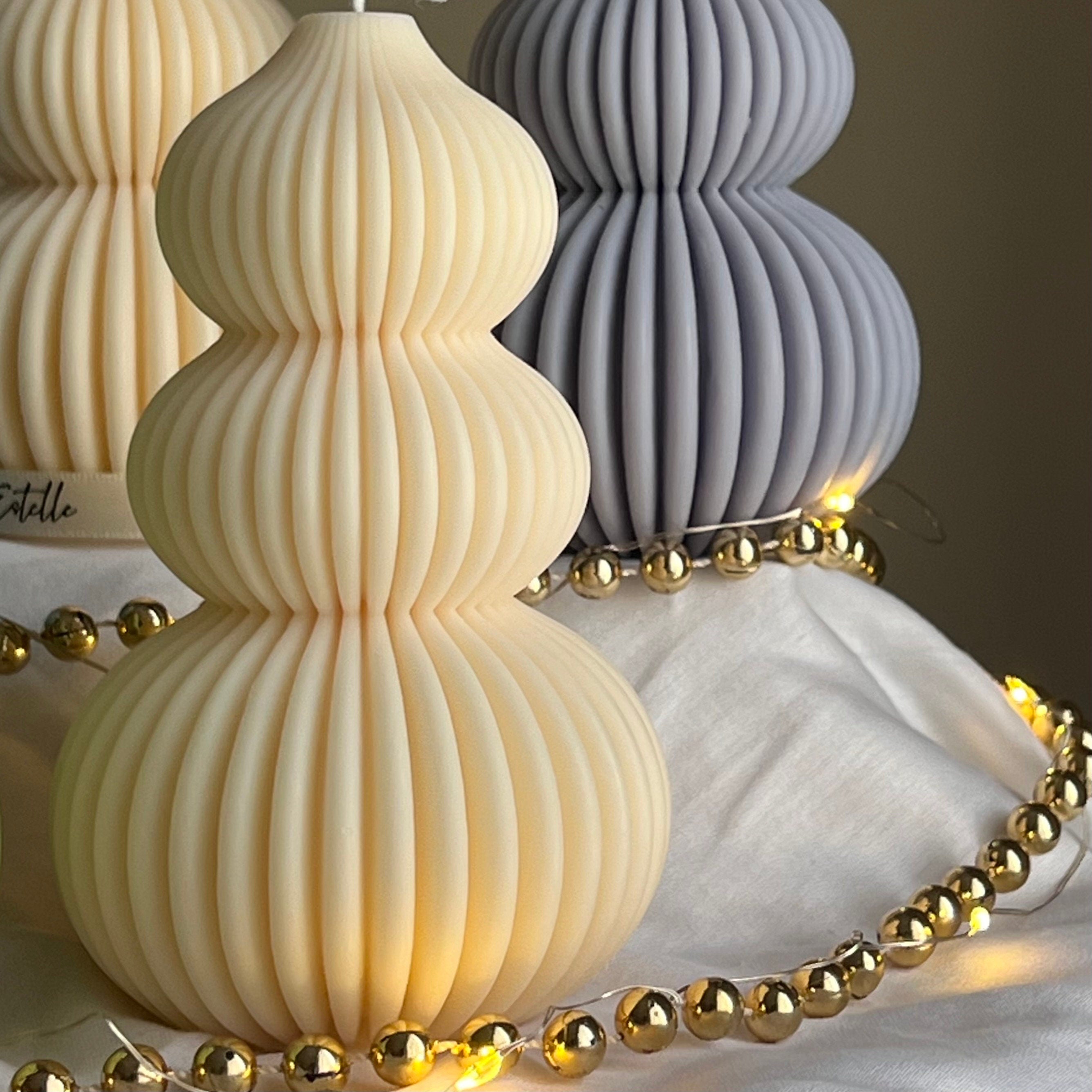 Wavy Ribbed Christmas Tree Candle-Candle-DECOROLALA