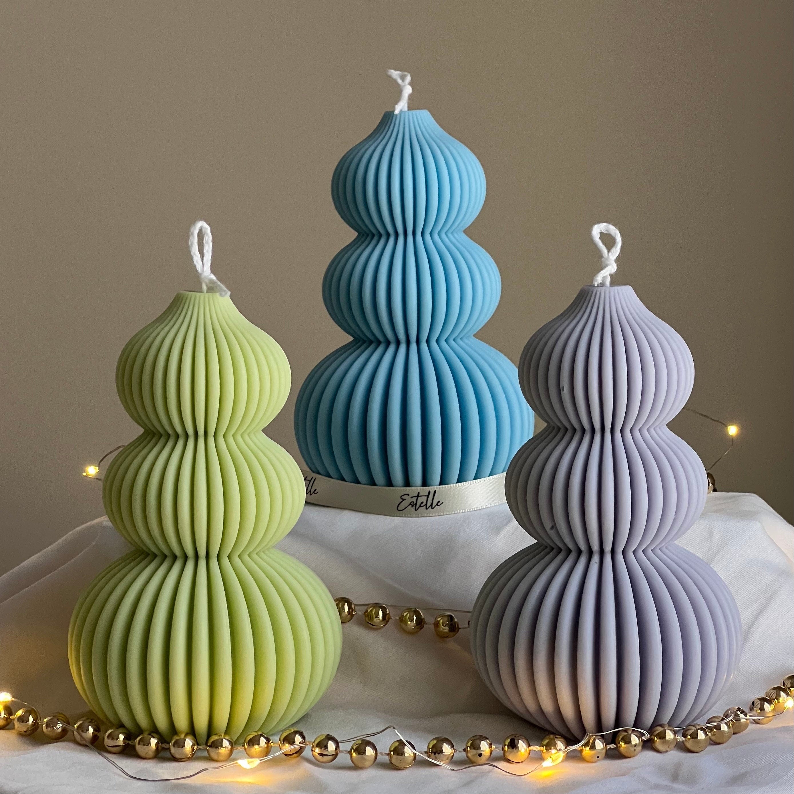 Wavy Ribbed Christmas Tree Candle-Candle-DECOROLALA
