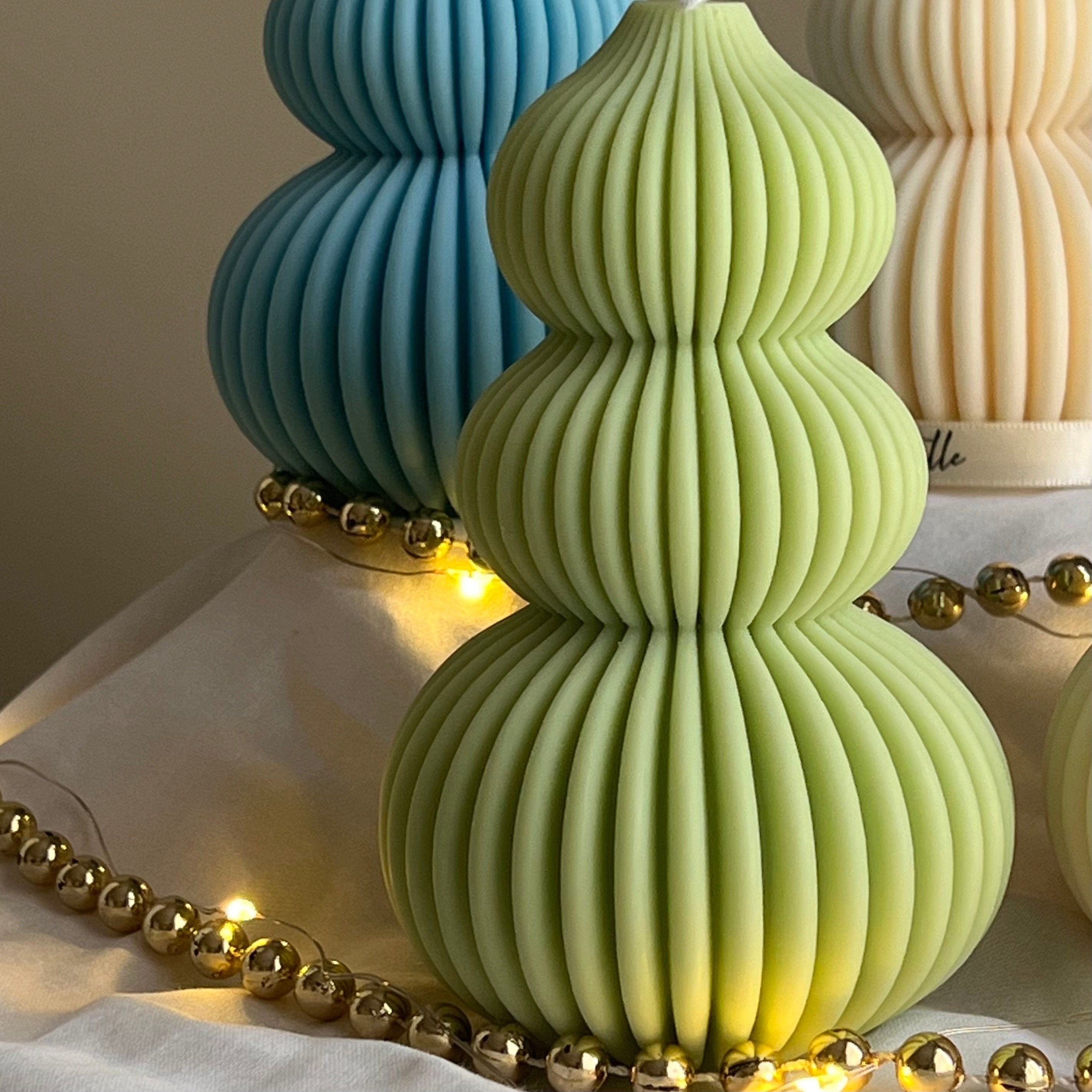Wavy Ribbed Christmas Tree Candle-Candle-DECOROLALA