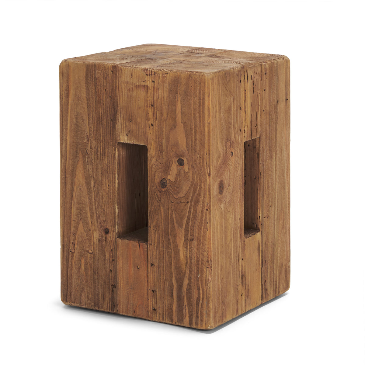 Waylen Natural Wood Block Accent Stool-Stools & Ottomans-DECOROLALA