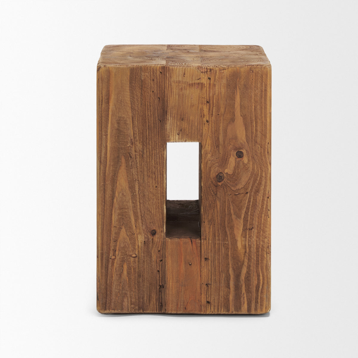 Waylen Natural Wood Block Accent Stool-Stools & Ottomans-DECOROLALA