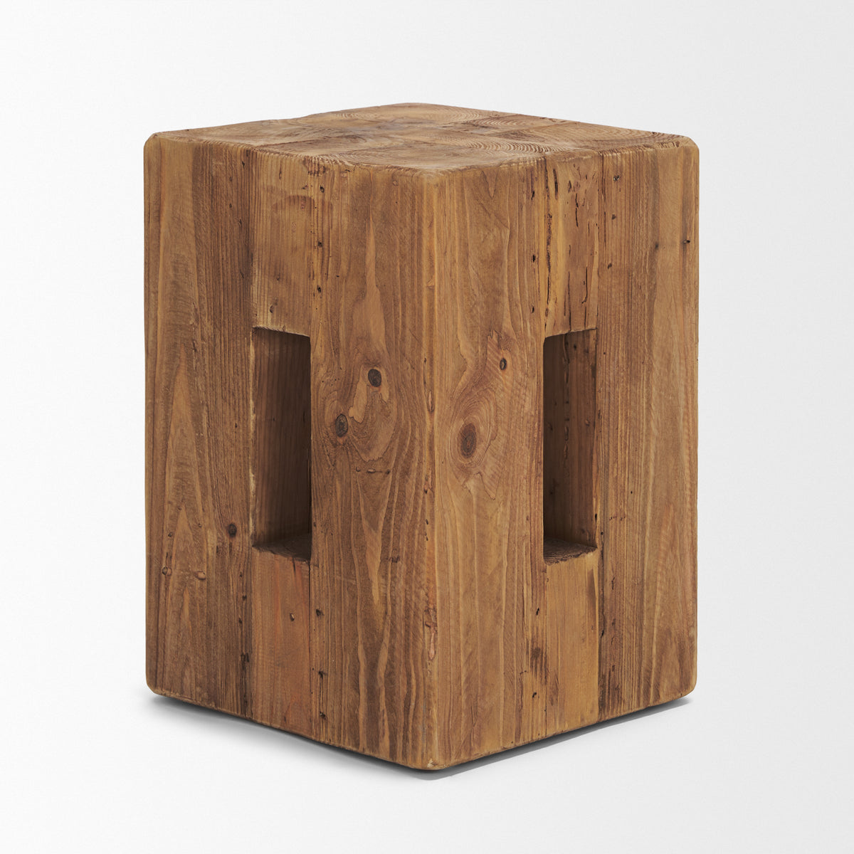Waylen Natural Wood Block Accent Stool-Stools & Ottomans-DECOROLALA