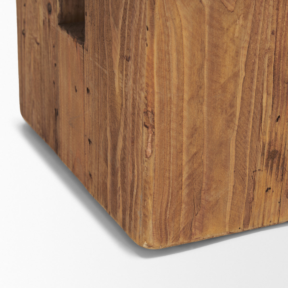 Waylen Natural Wood Block Accent Stool-Stools & Ottomans-DECOROLALA