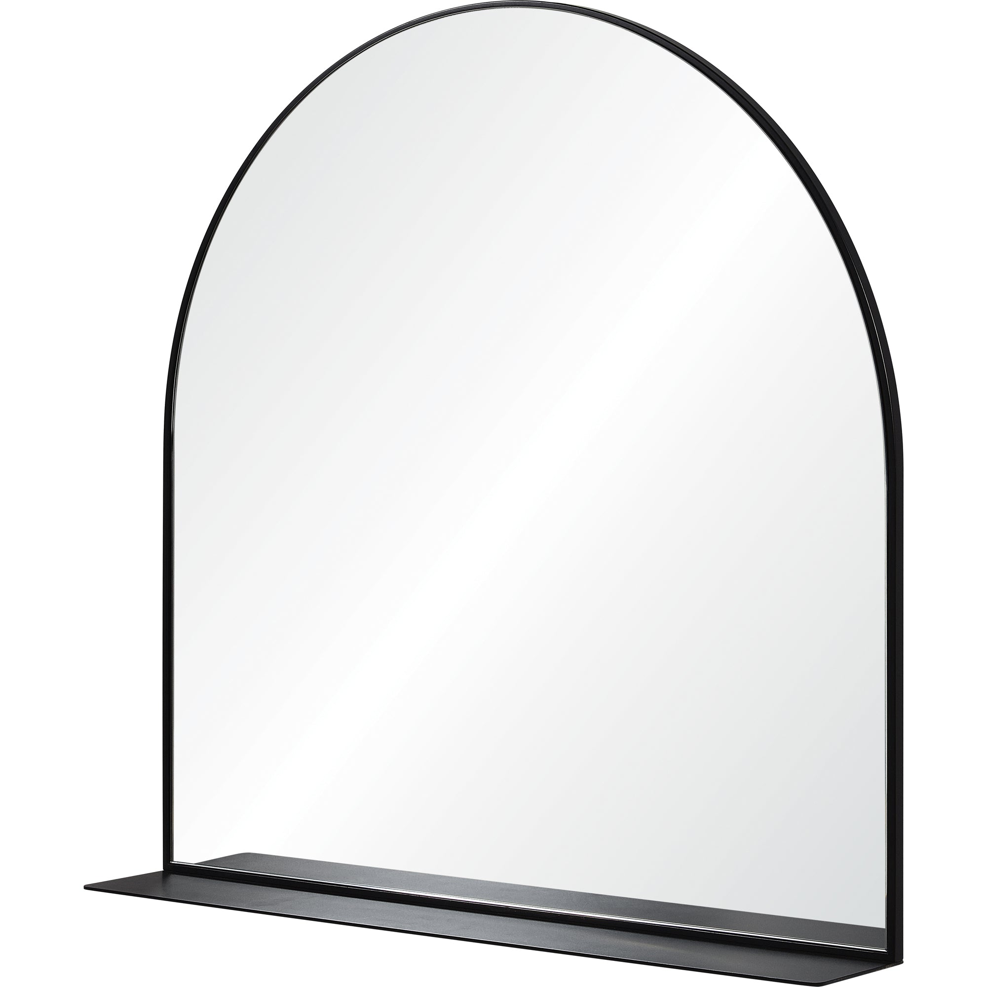 Wearstley 35" Tall Arch Wall Mirror, Black-Mirror-DECOROLALA