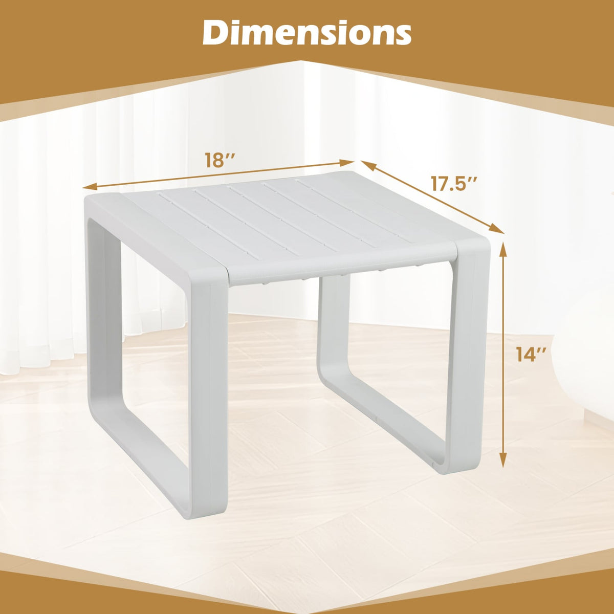 Weather Resistant Adirondack Outdoor Side Table Set of 2-White-Patio Coffee Tables-DECOROLALA