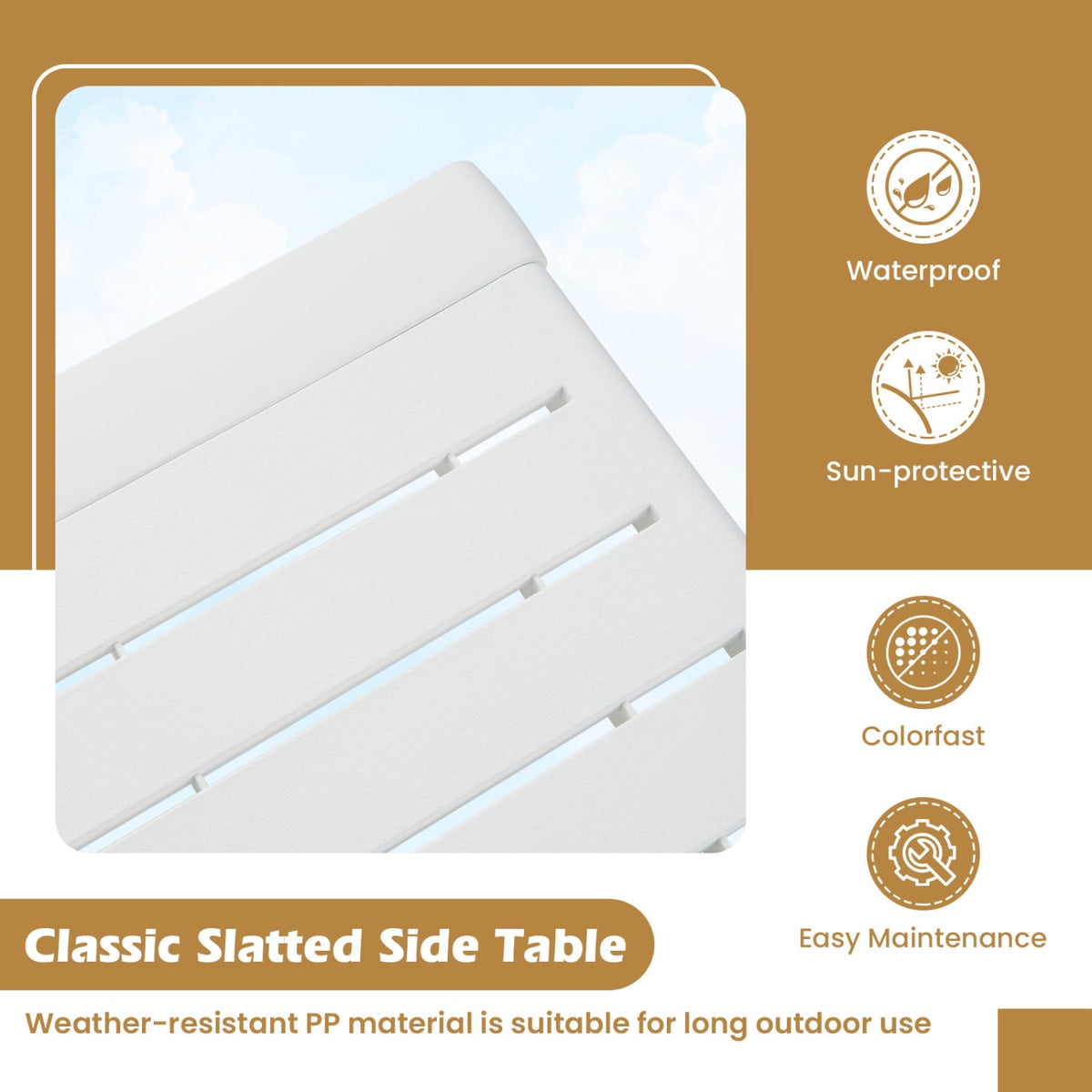 Weather Resistant Adirondack Outdoor Side Table Set of 2-White-Patio Coffee Tables-DECOROLALA