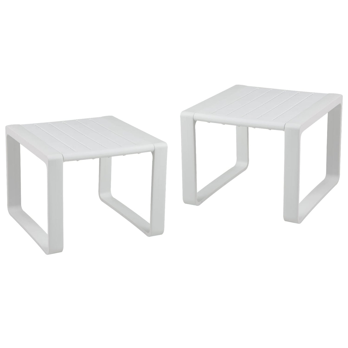 Weather Resistant Adirondack Outdoor Side Table Set of 2-White-Patio Coffee Tables-DECOROLALA