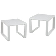 Weather Resistant Adirondack Outdoor Side Table Set of 2-White-Patio Coffee Tables-DECOROLALA