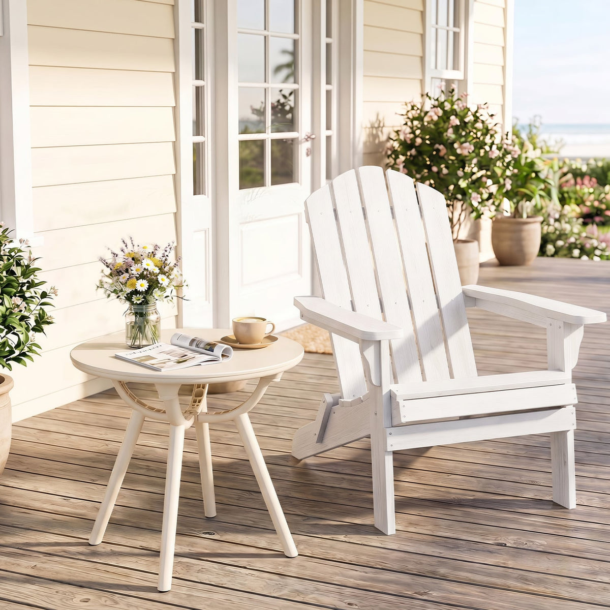 Weather-Resistant Circular Small End Table for Poolside and Balcony-1 Piece-Patio Coffee Tables-DECOROLALA