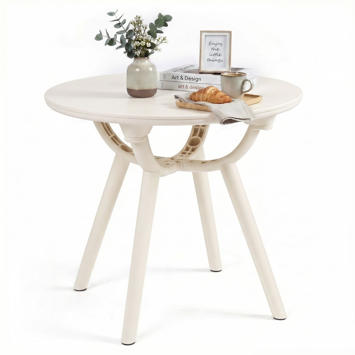 Weather-Resistant Circular Small End Table for Poolside and Balcony-1 Piece-Patio Coffee Tables-DECOROLALA