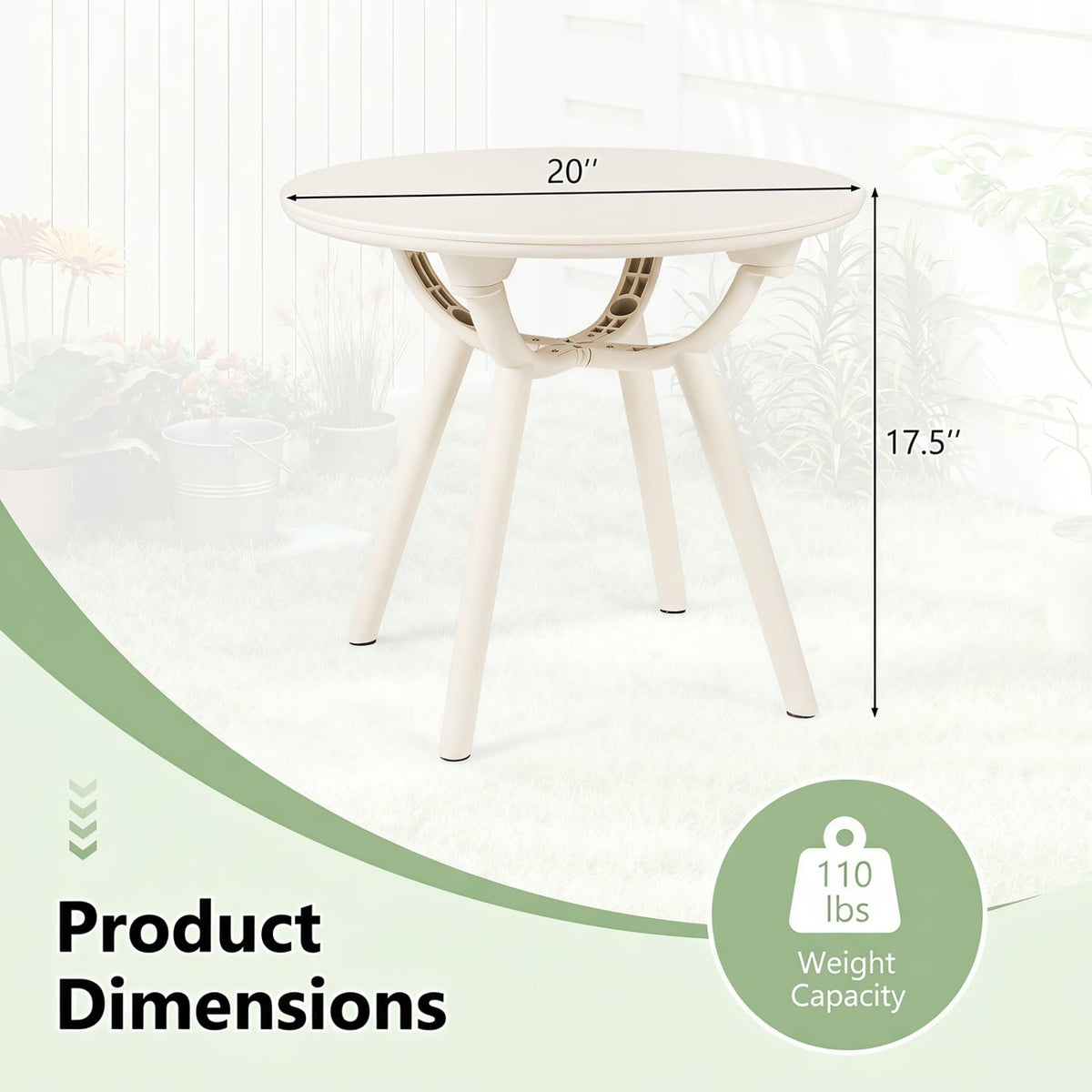 Weather-Resistant Circular Small End Table for Poolside and Balcony-1 Piece-Patio Coffee Tables-DECOROLALA