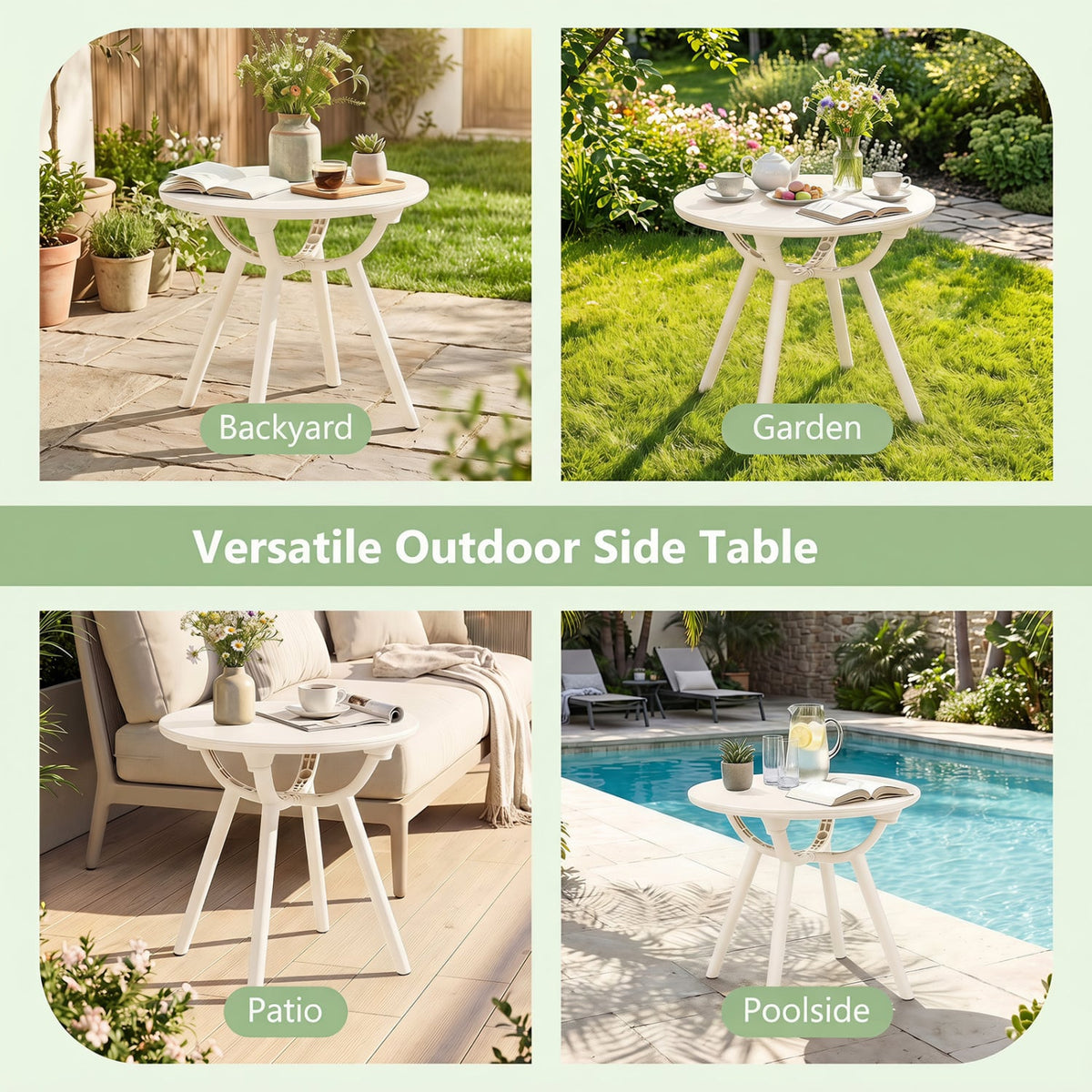 Weather-Resistant Circular Small End Table for Poolside and Balcony-1 Piece-Patio Coffee Tables-DECOROLALA
