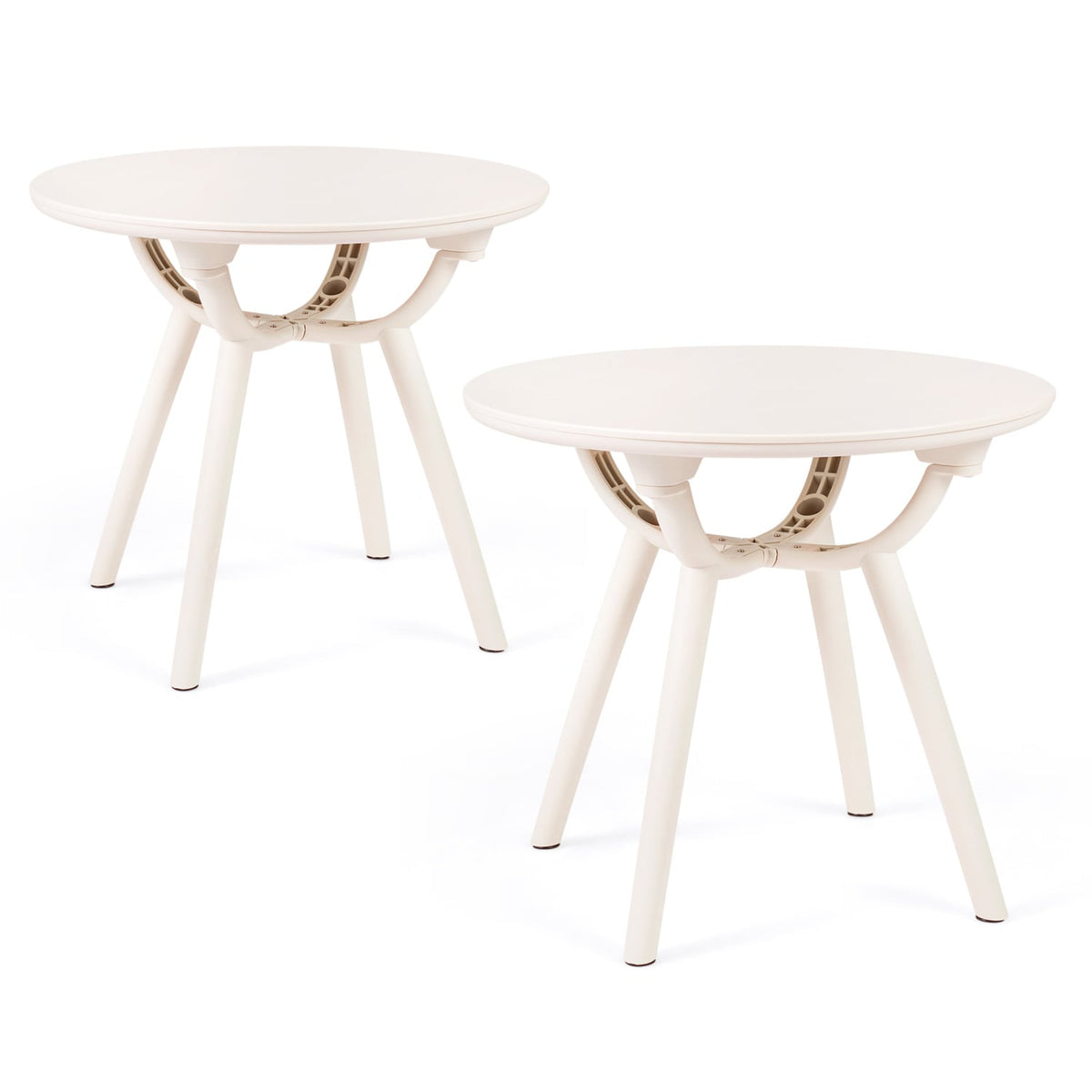Weather-Resistant Circular Small End Table for Poolside and Balcony-set of 2-Patio Coffee Tables-DECOROLALA