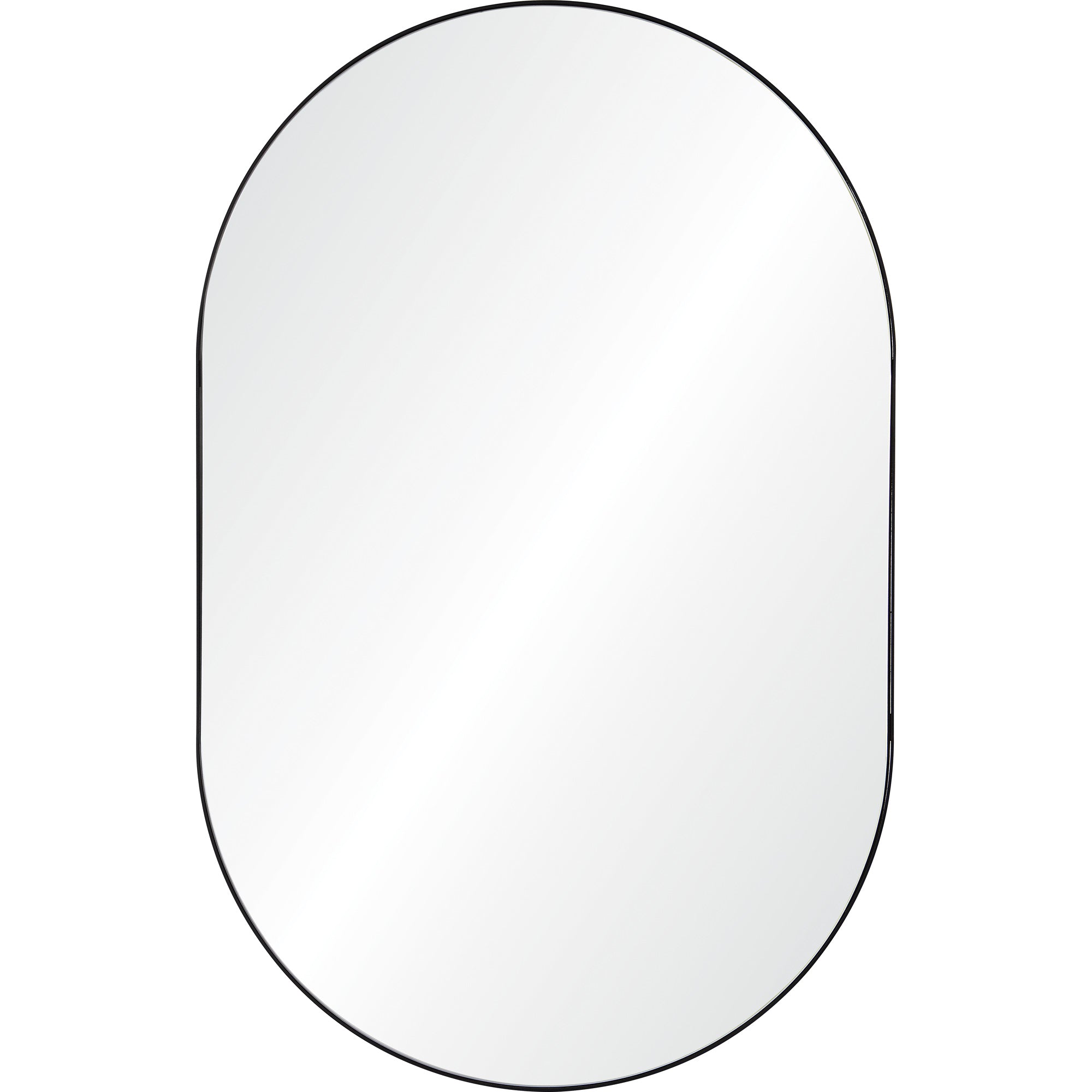 Webster 40" Tall Oval Wall Mirror, Black-Mirror-DECOROLALA