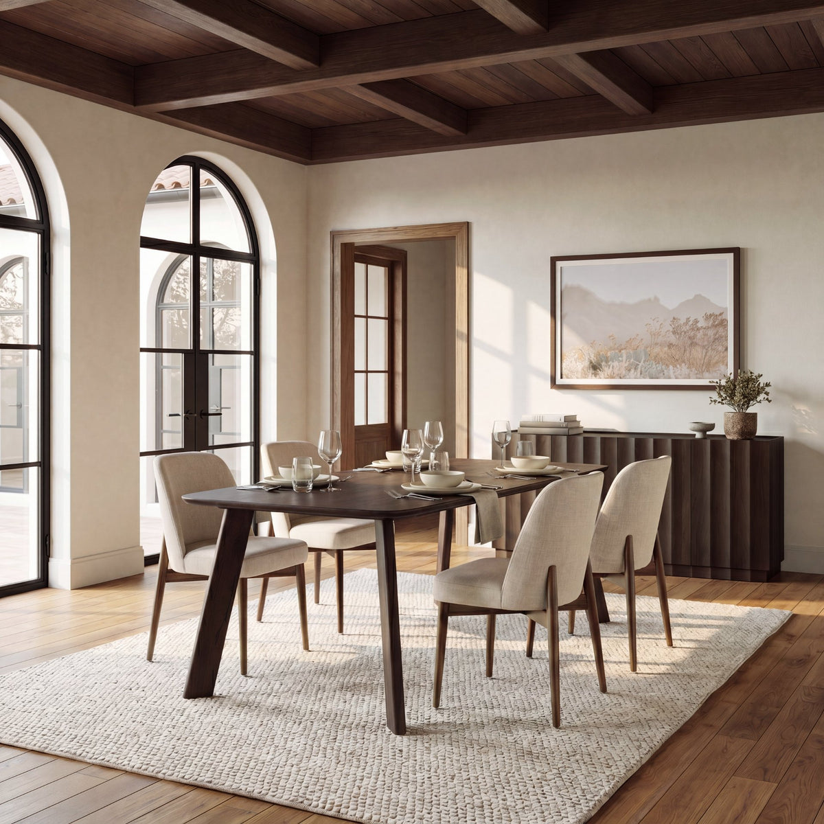 Welborn Rectangular Dining Table - Modern Wood Seats 6-Dining Tables-DECOROLALA