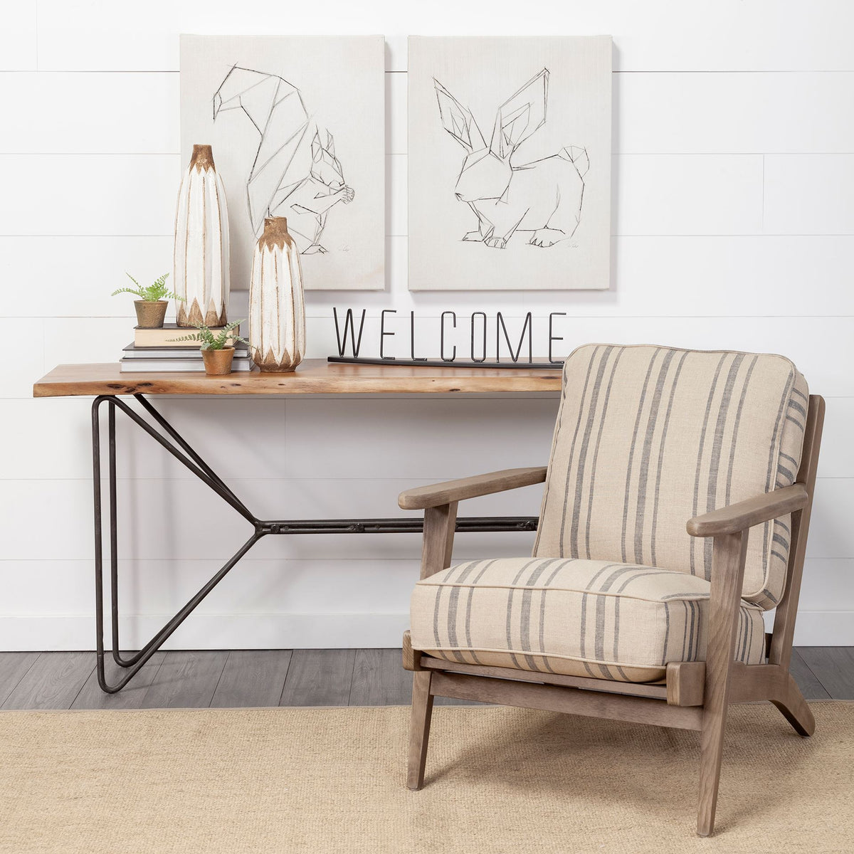 Welcome Matte Black Metal Sign - 24" x 1" Farmhouse Style-Decorative Objects-DECOROLALA