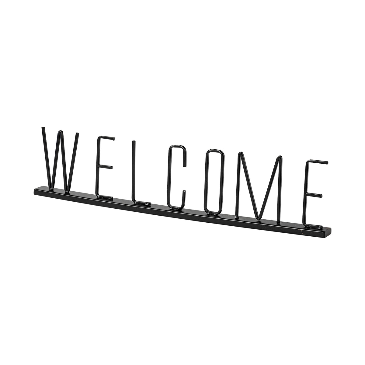 Welcome Matte Black Metal Sign - 24" x 1" Farmhouse Style-Objects-DECOROLALA