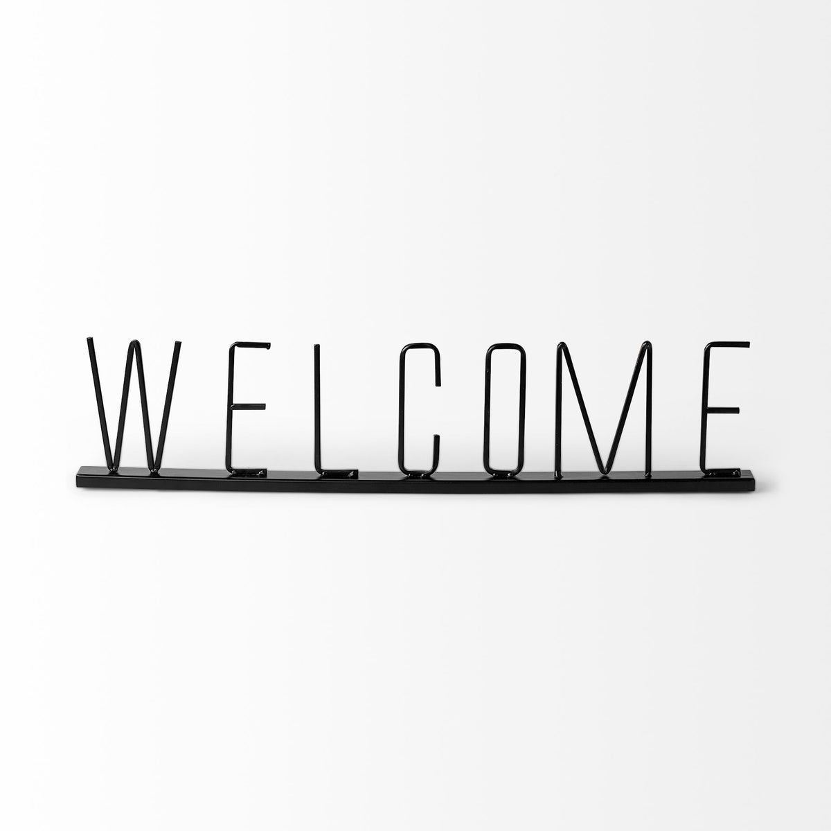 Welcome Matte Black Metal Sign - 24" x 1" Farmhouse Style-Objects-DECOROLALA