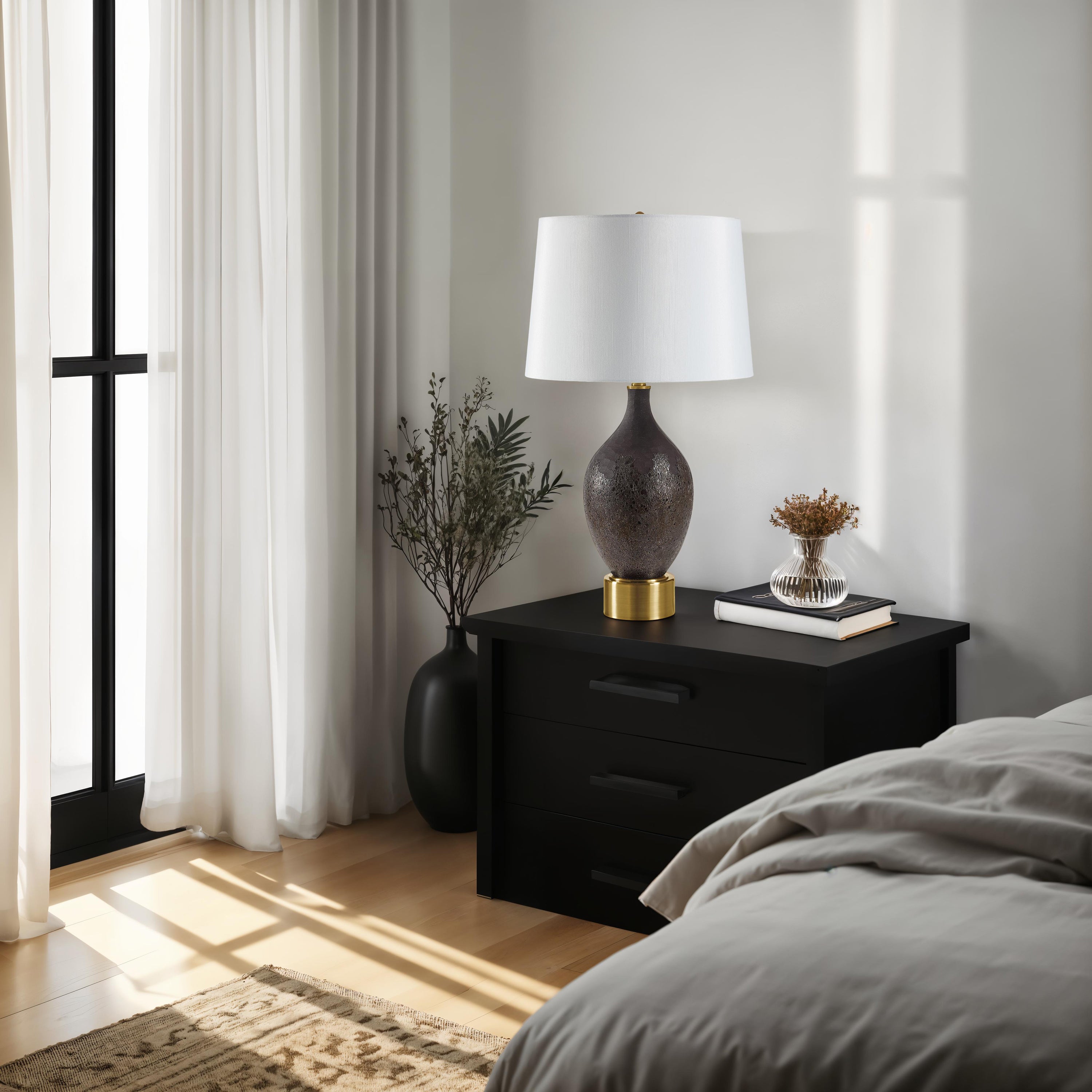 Weldon 26" Table Lamp Brown Brass-Table Lamp-DECOROLALA