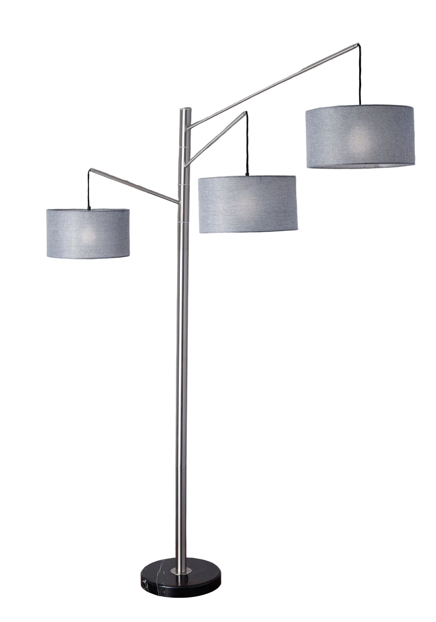 Wellington Arc Lamp - Black Marble Base Gray Shade-Lighting-DECOROLALA