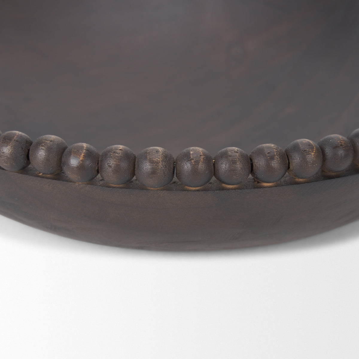 Wendell Dark Wood w/ Wood Beads Round Bowls-Bowls-DECOROLALA