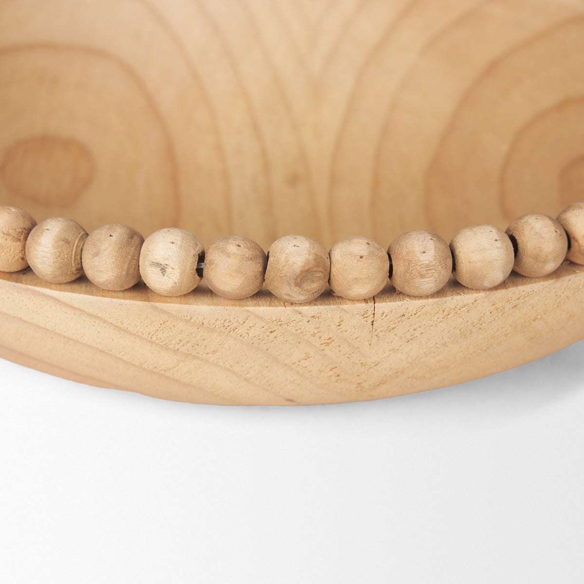 Wendell Dark Wood w/ Wood Beads Round Bowls-Bowls-DECOROLALA