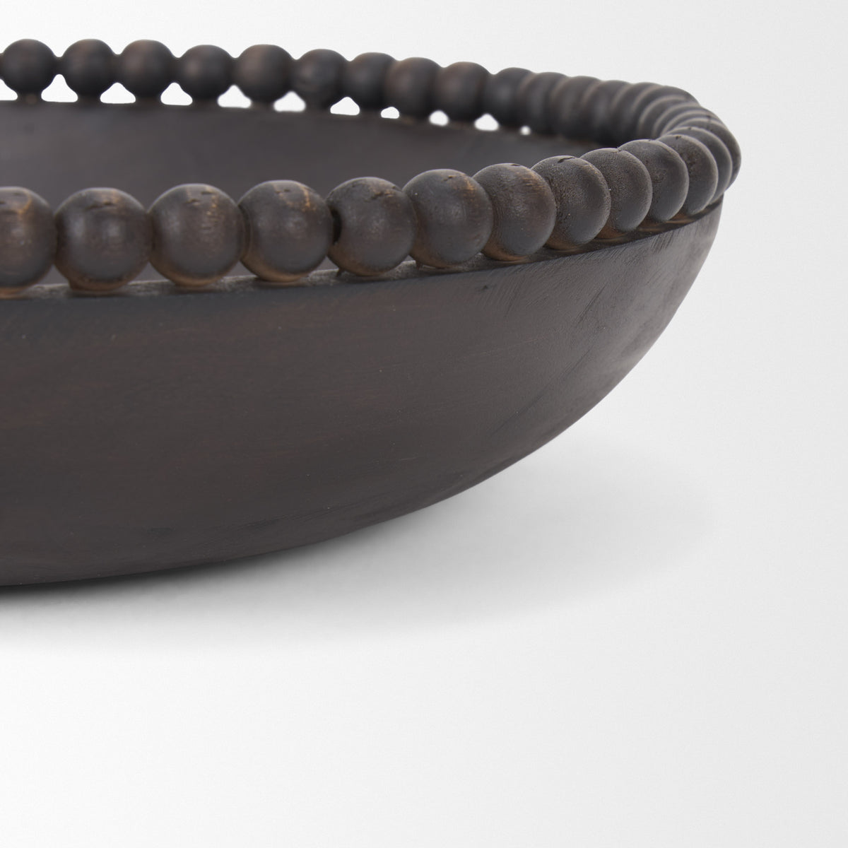 Wendell Dark Wood w/ Wood Beads Round Bowls-Bowls-DECOROLALA