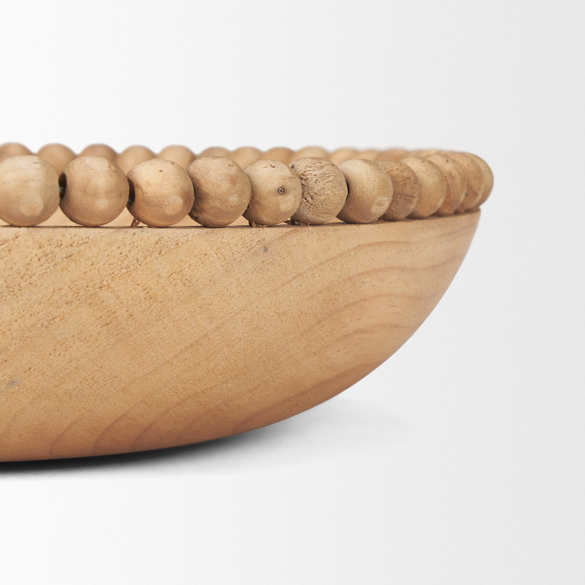 Wendell Dark Wood w/ Wood Beads Round Bowls-Bowls-DECOROLALA