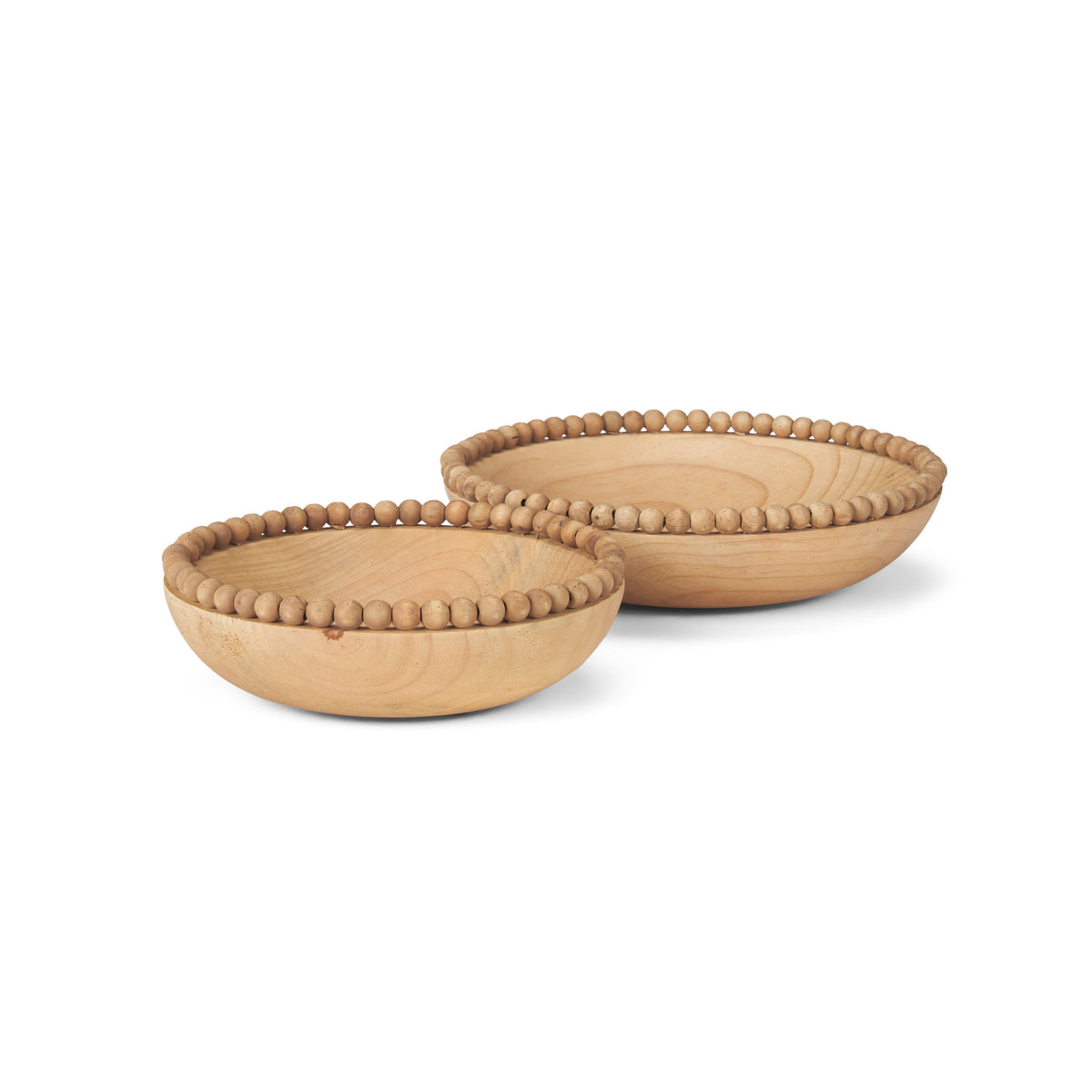 Wendell Dark Wood w/ Wood Beads Round Bowls-Bowls-DECOROLALA