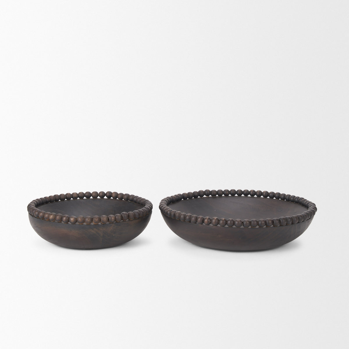 Wendell Dark Wood w/ Wood Beads Round Bowls-Bowls-DECOROLALA
