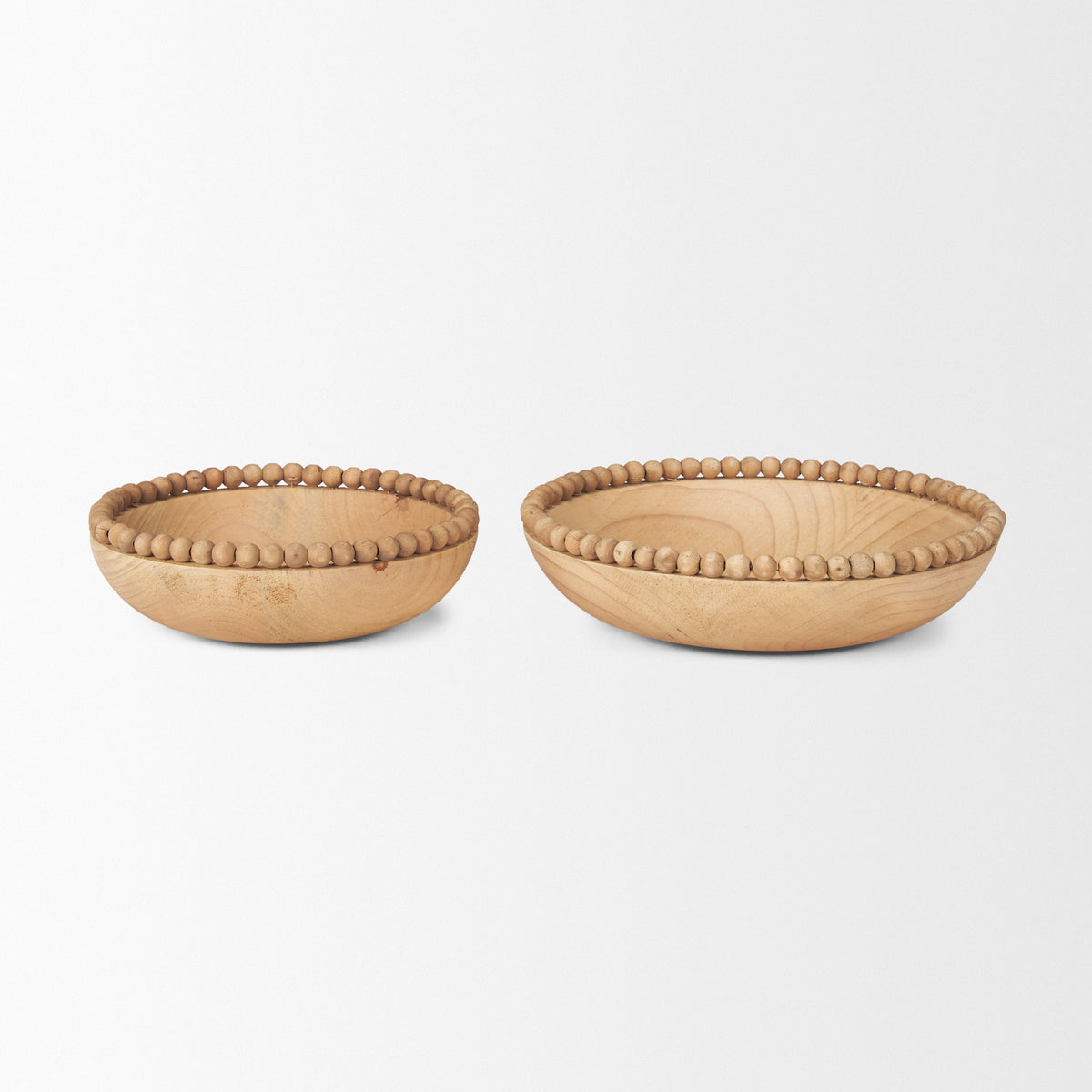 Wendell Dark Wood w/ Wood Beads Round Bowls-Bowls-DECOROLALA