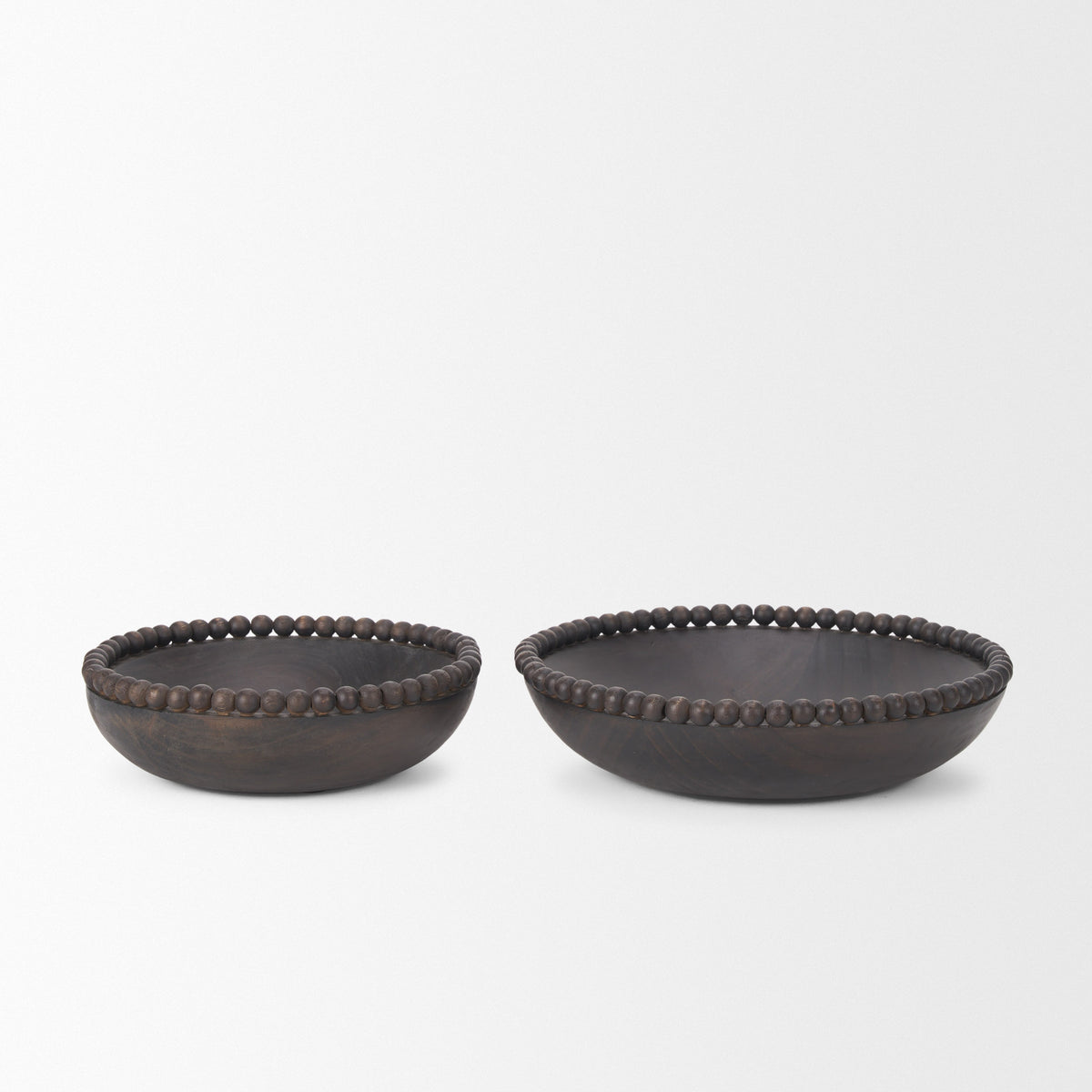 Wendell Dark Wood w/ Wood Beads Round Bowls-Bowls-DECOROLALA