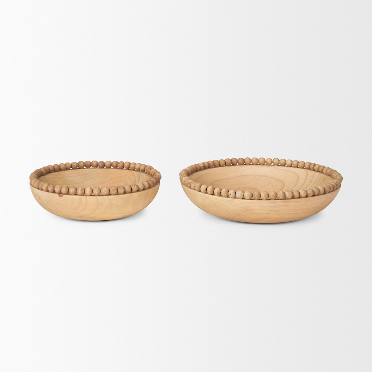 Wendell Dark Wood w/ Wood Beads Round Bowls-Bowls-DECOROLALA