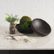 Wendell Dark Wood w/ Wood Beads Round Bowls-Bowls-DECOROLALA