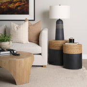 Wenopa Matte Black Wood w/ Natural Jute Accent Tables-Accent Tables-DECOROLALA