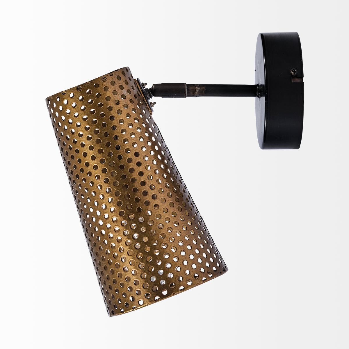 Wesley I 11x10.2 Gold Toned Perforated Metal Cone Wall Sconce-Wall Sconces-DECOROLALA