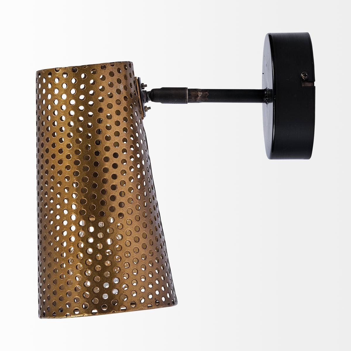 Wesley I 11x10.2 Gold Toned Perforated Metal Cone Wall Sconce-Wall Sconces-DECOROLALA