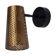 Wesley I 11x10.2 Gold Toned Perforated Metal Cone Wall Sconce-Wall Sconces-DECOROLALA