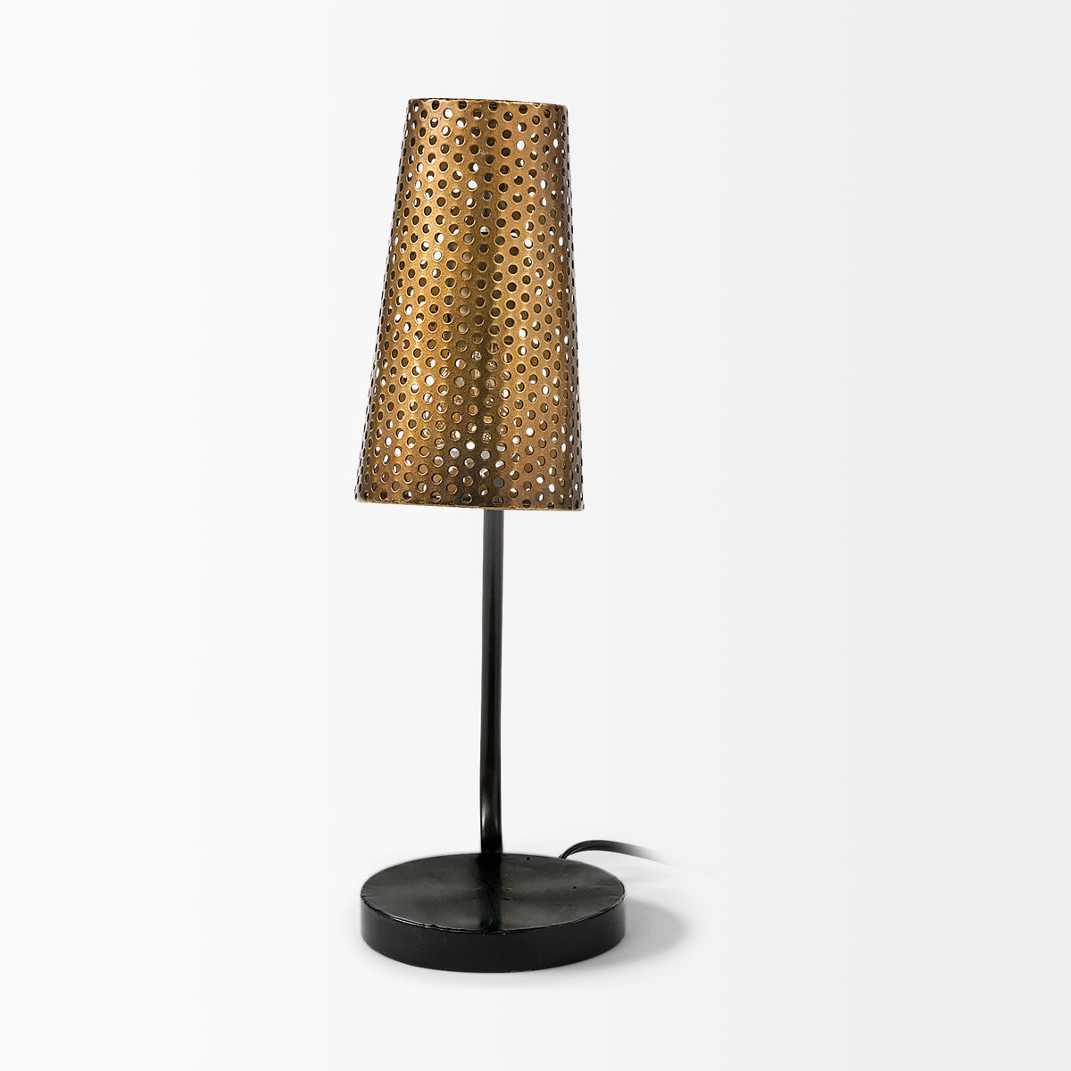 Wesley II (22.4"H) Gold/Black Perforated Metal Shade Table Lamp-Table Lamps-DECOROLALA