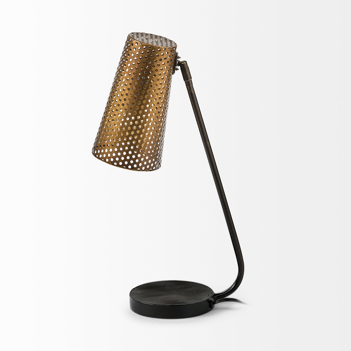 Wesley II (22.4"H) Gold/Black Perforated Metal Shade Table Lamp-Table Lamps-DECOROLALA