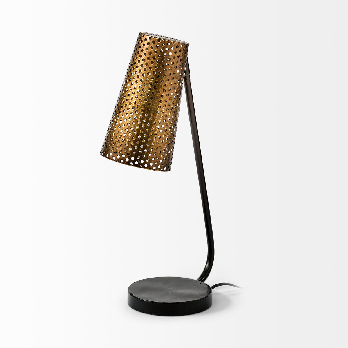 Wesley II (22.4"H) Gold/Black Perforated Metal Shade Table Lamp-Table Lamps-DECOROLALA