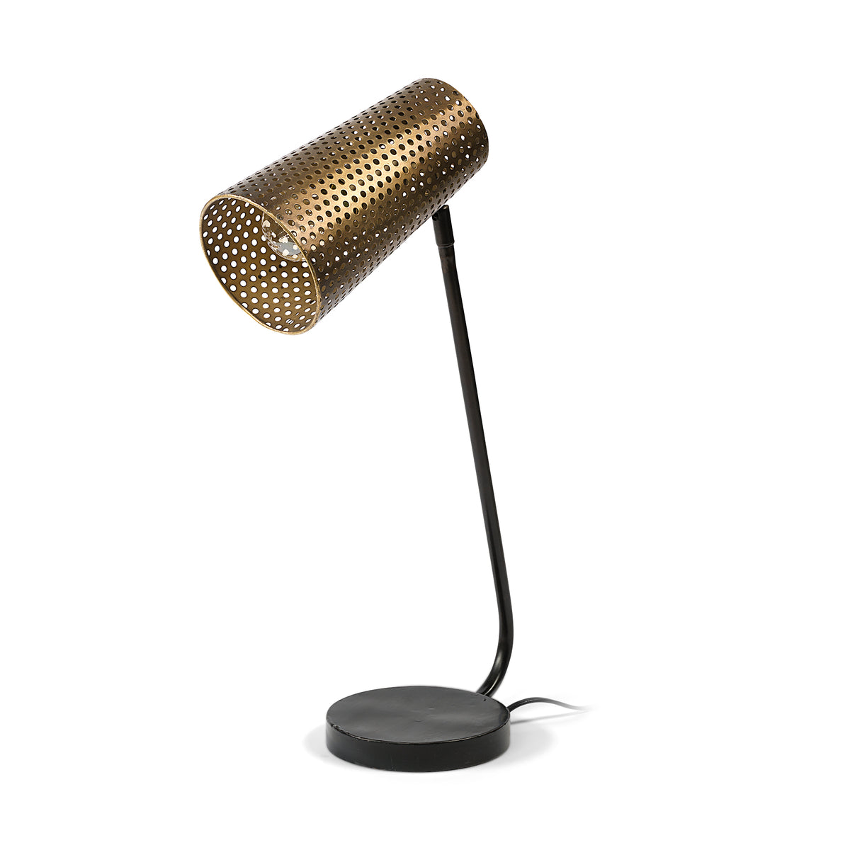 Wesley II Table Lamp - Gold/Black Perforated Metal-Table Lamps-DECOROLALA