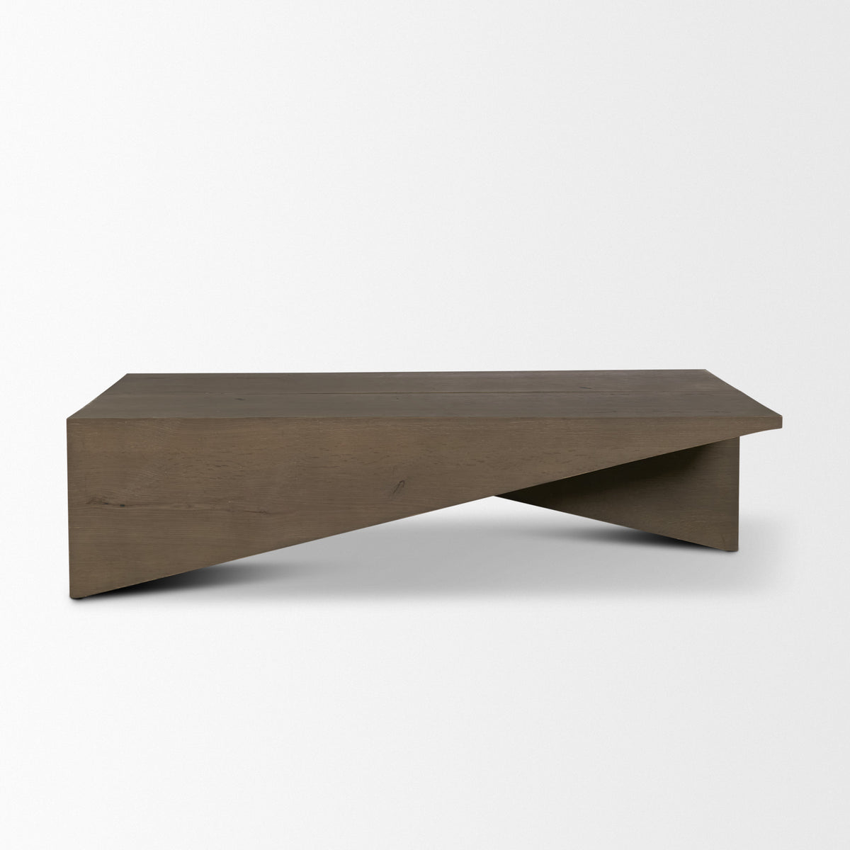 West 55L x 32W x 14H Medium Brown Wooden Angled Coffee Table-Coffee Tables-DECOROLALA