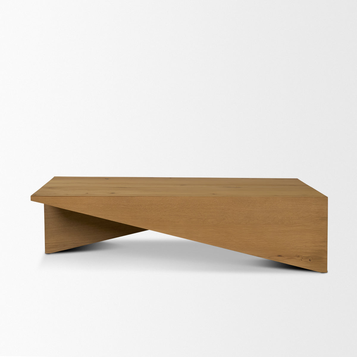 West 55L x 32W x 14H Medium Brown Wooden Angled Coffee Table-Coffee Tables-DECOROLALA