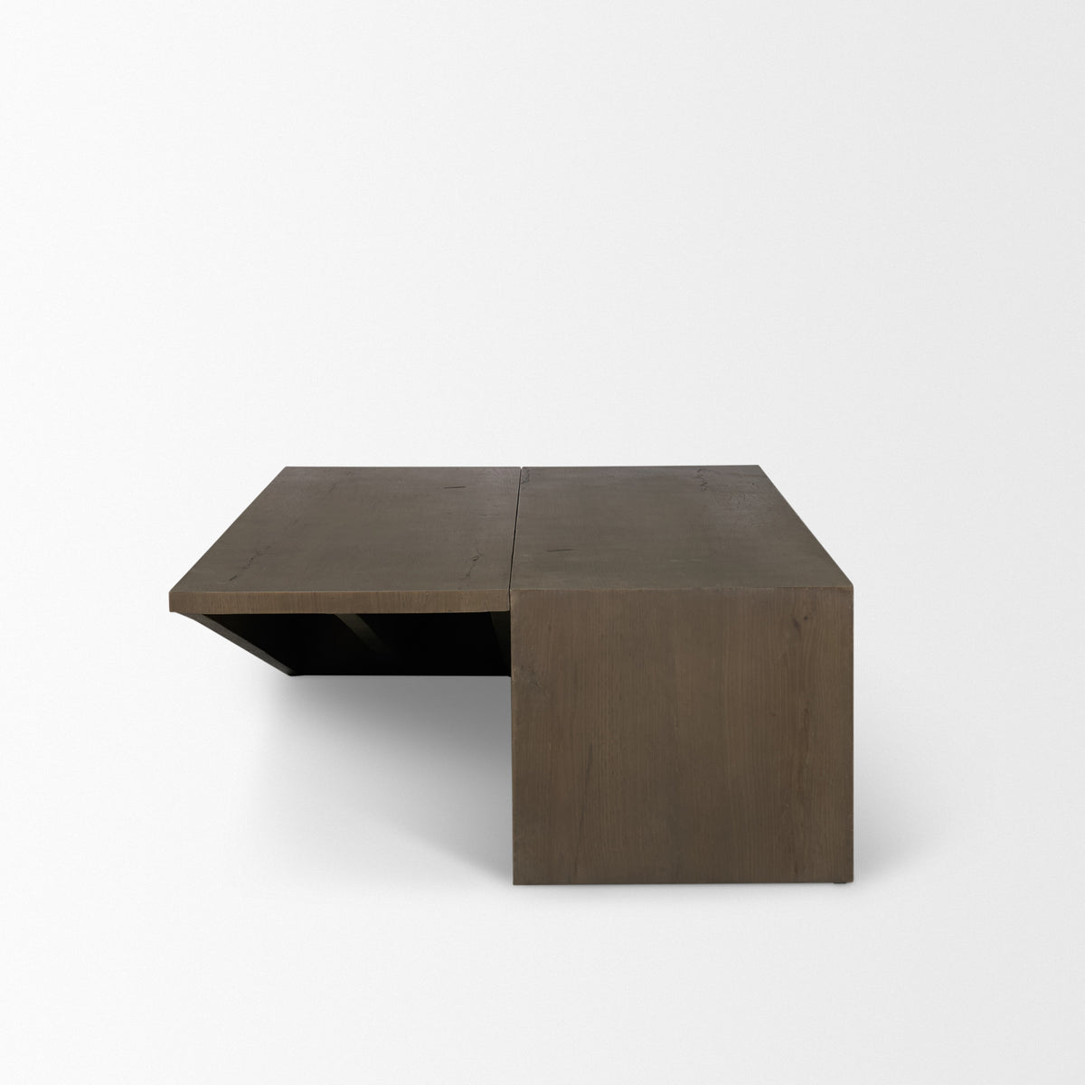 West 55L x 32W x 14H Medium Brown Wooden Angled Coffee Table-Coffee Tables-DECOROLALA